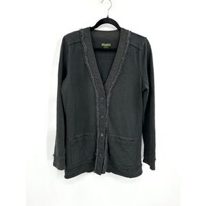 EDDIE BAUER Women's Gray Exposed Seams Button Up Cardigan Sweater Size Large